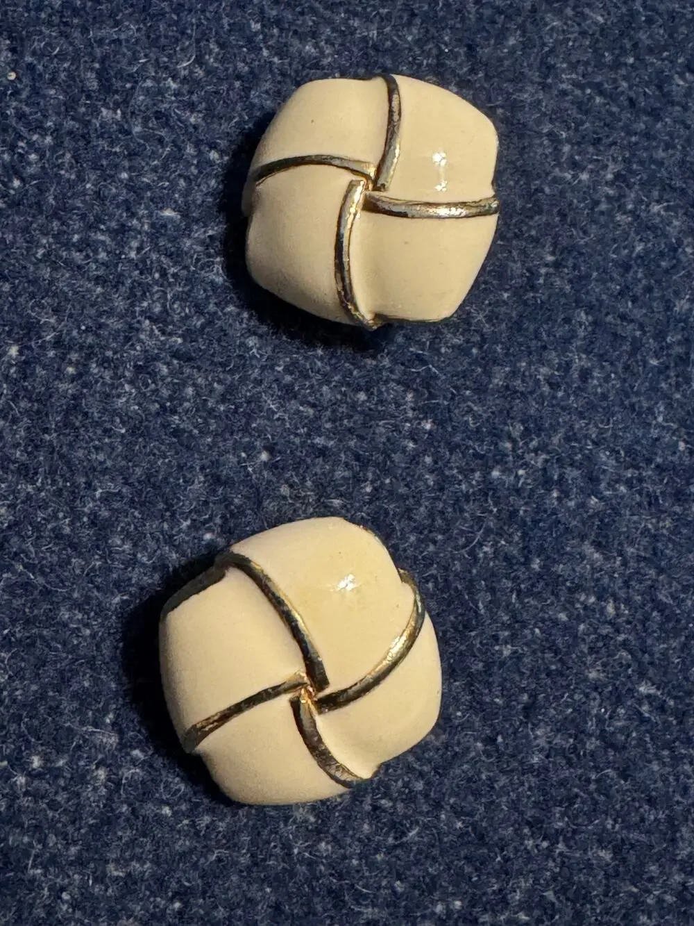 Vintage Gay Boyer White Enamel Clip On Earrings